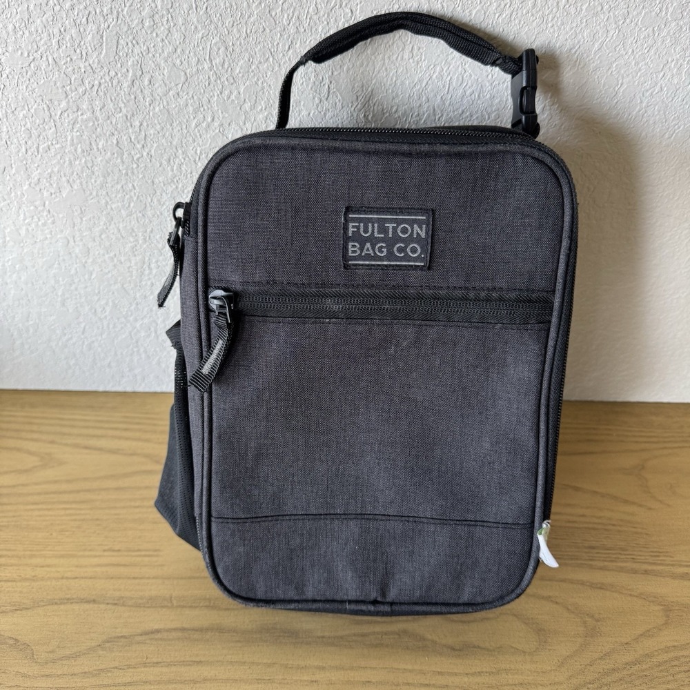 Fulton Bag Co Upright Black/Gray Lunch Bag | Water Bottle Holder School Office